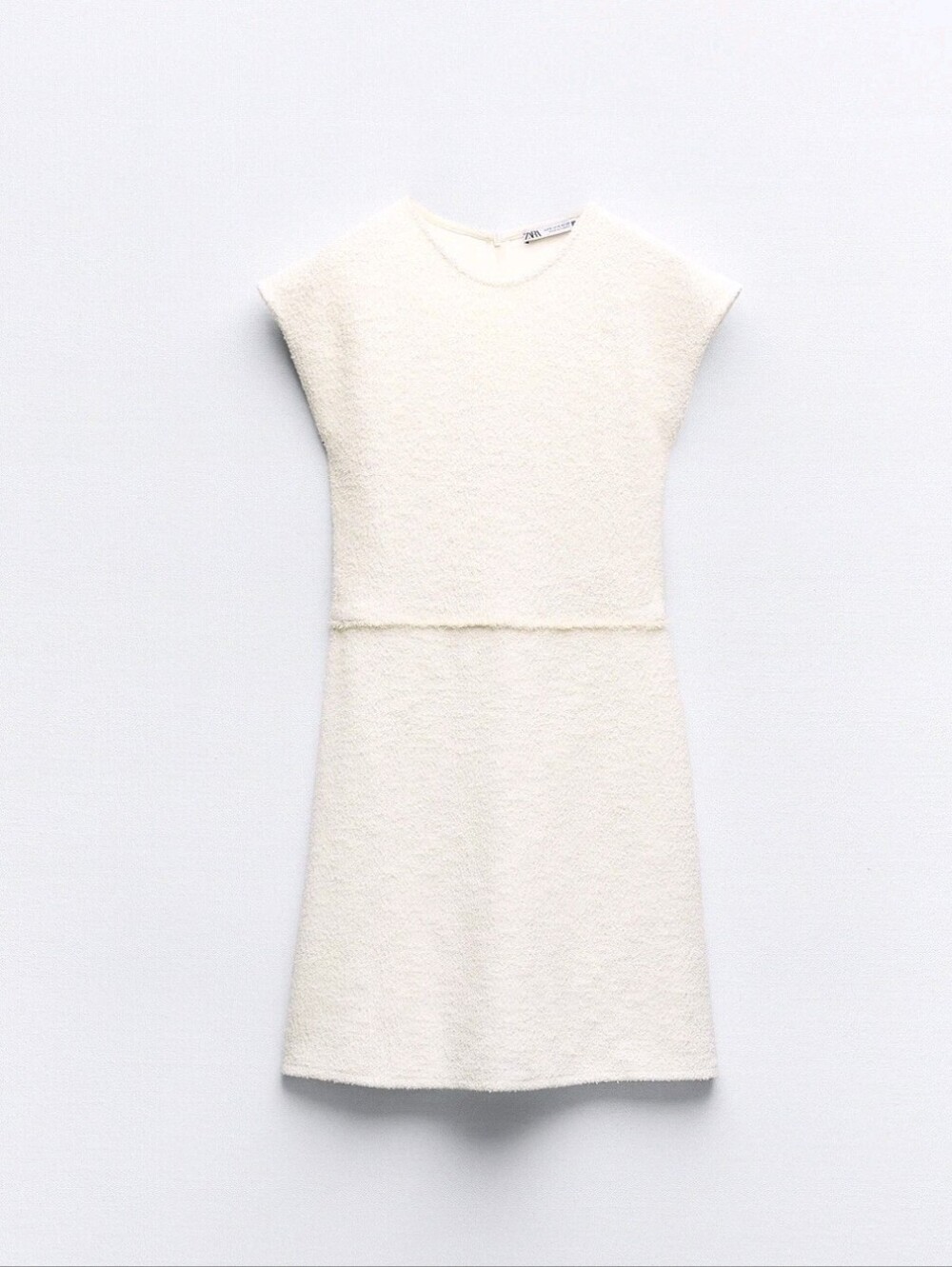 Sz S New Zara Oyster White Textured Jacquard Mini Dress